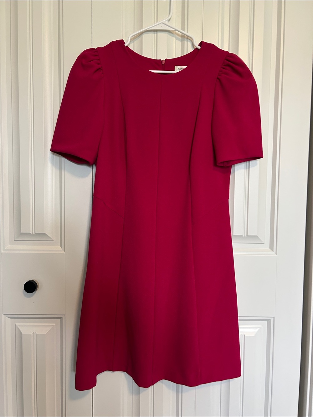 Eliza J Classic Puff-Sleeve Shift Dress in Fuchsia